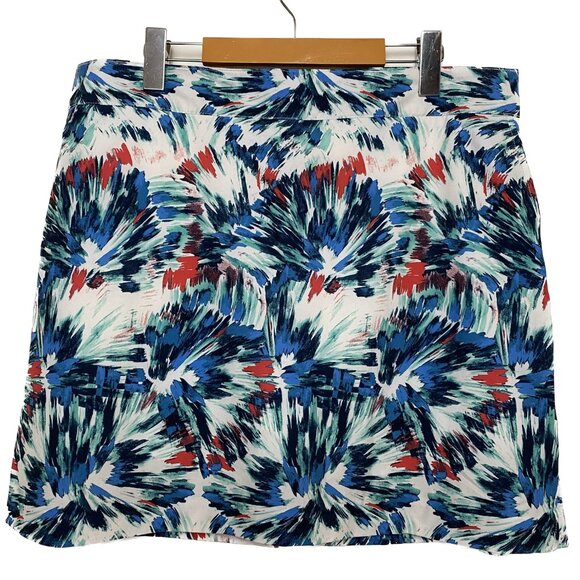NWT Izod Golf Skort Women SZ 12 Blue Red White Abstract Geo Sporty Stretch Skirt - Picture 1 of 14